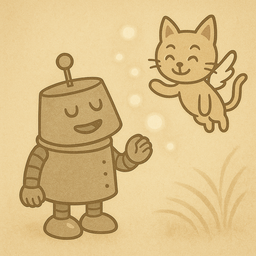 たゆたう空気を感じるハッチとココロのイラスト