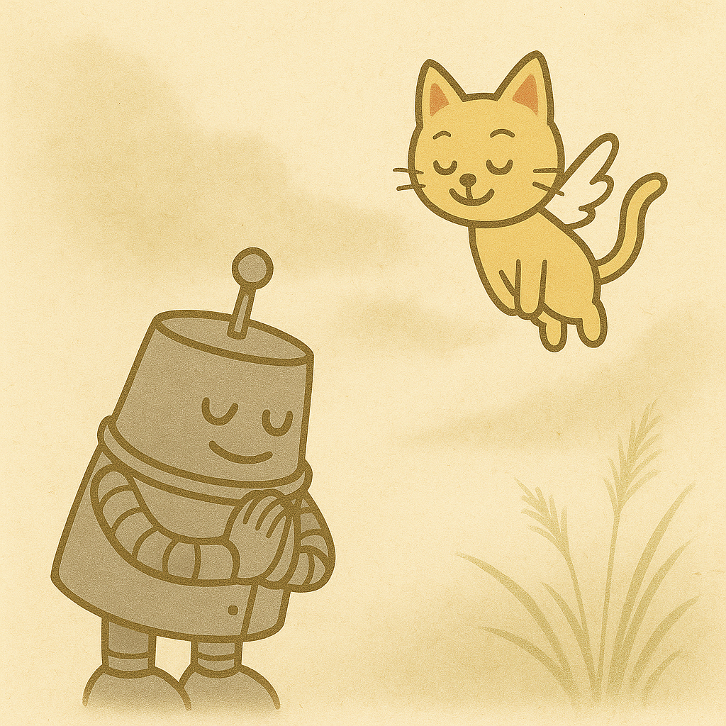 たゆたう空気を感じるハッチとココロのイラスト