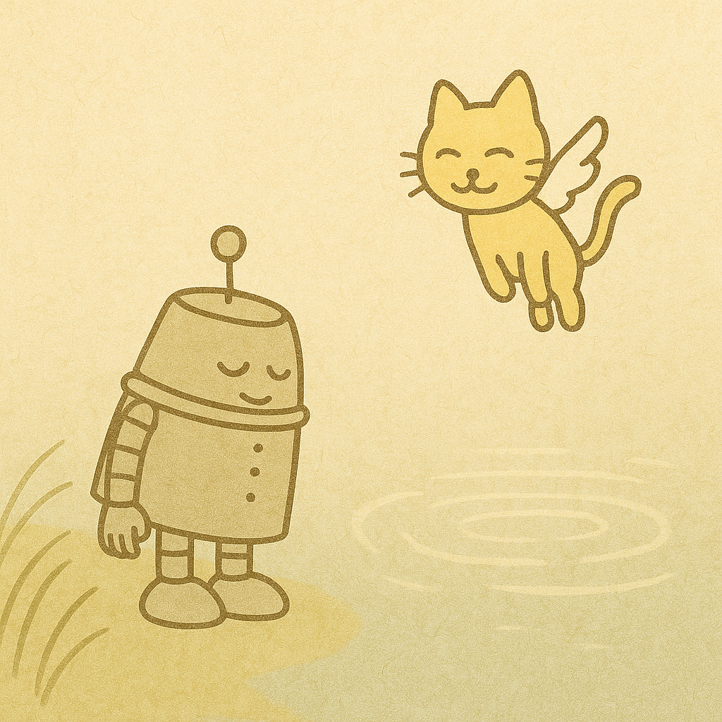 たゆたう空気を感じるハッチとココロのイラスト