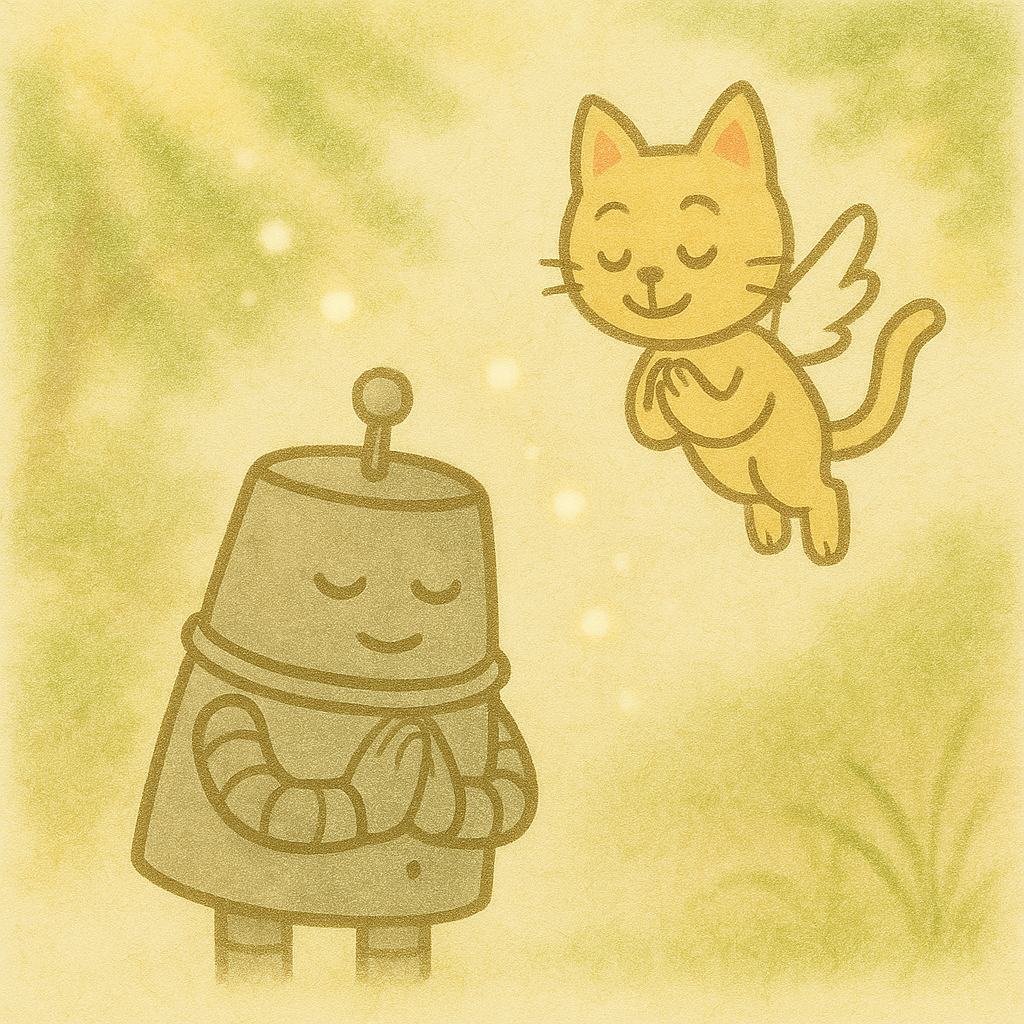 たゆたう空気を感じるハッチとココロのイラスト